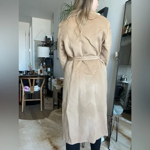 NWT Silk Maison 100% Wool Belted Camel Coat - Picture 9 of 16